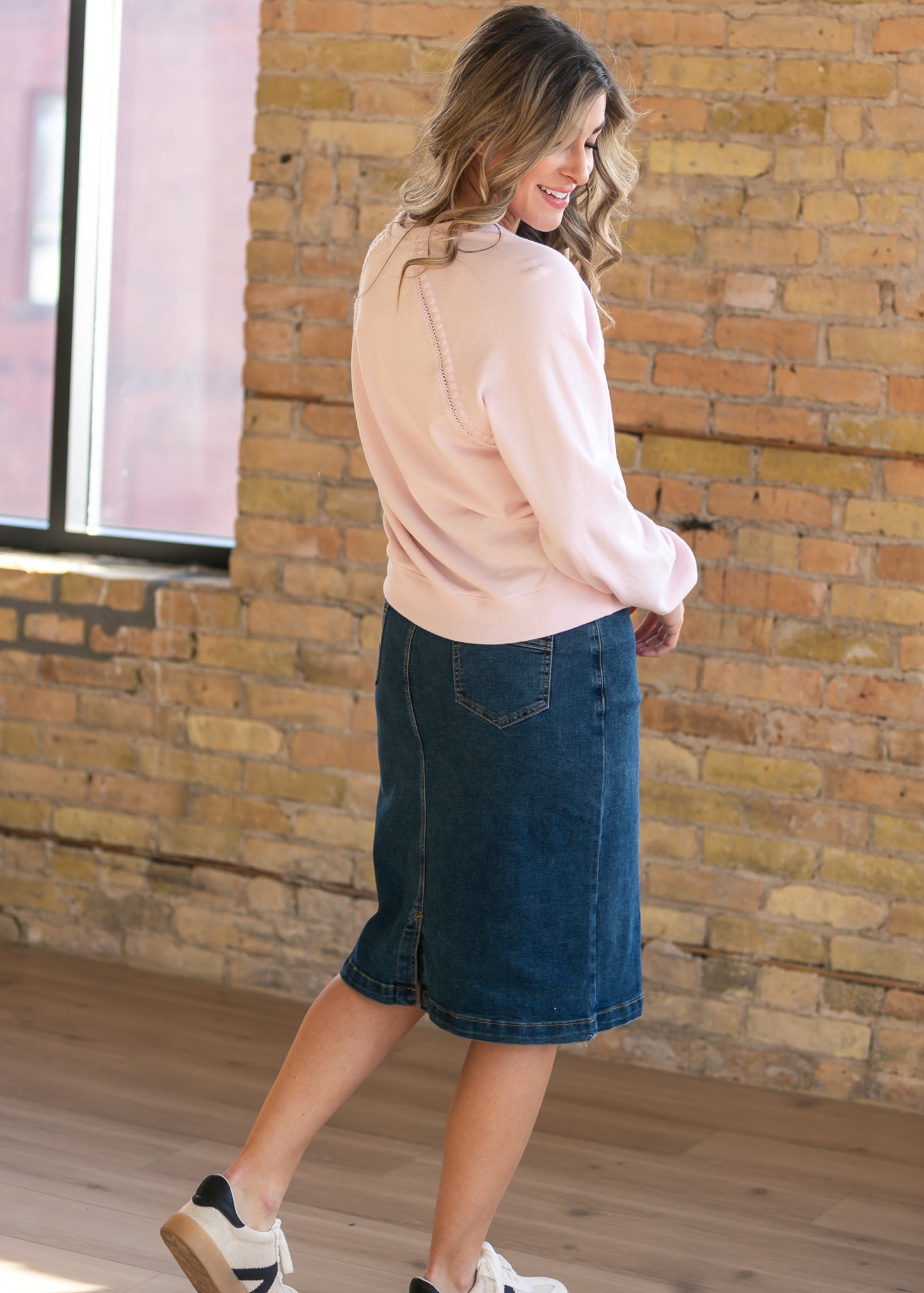 Sandra Dark Wash Denim Midi Skirt IC Skirts