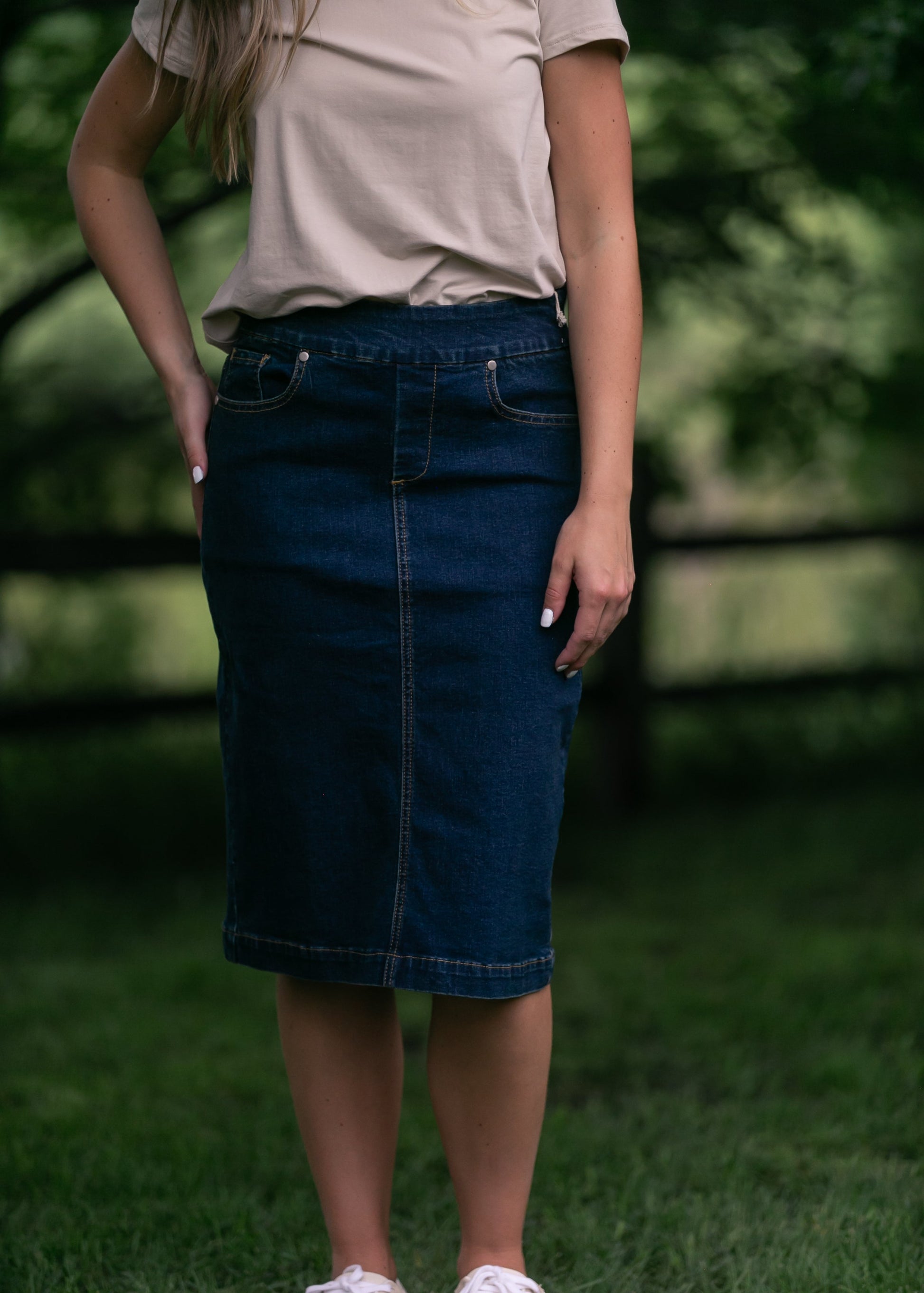 Sandra Denim Midi Skirt FF Skirts