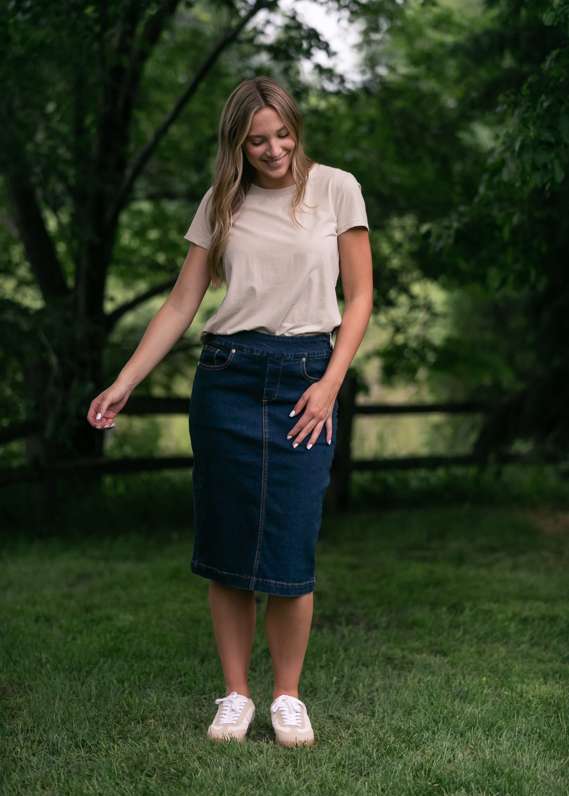 Sandra Denim Midi Skirt FF Skirts