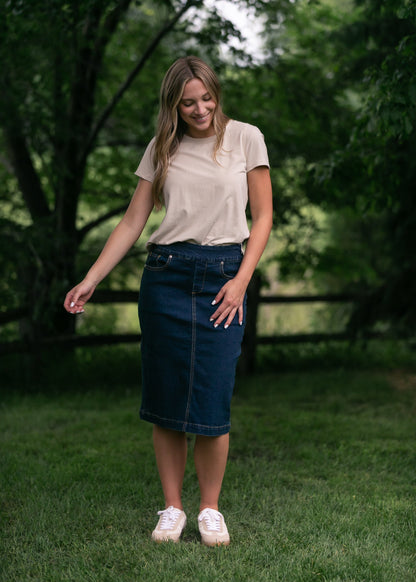 Sandra Denim Midi Skirt FF Skirts