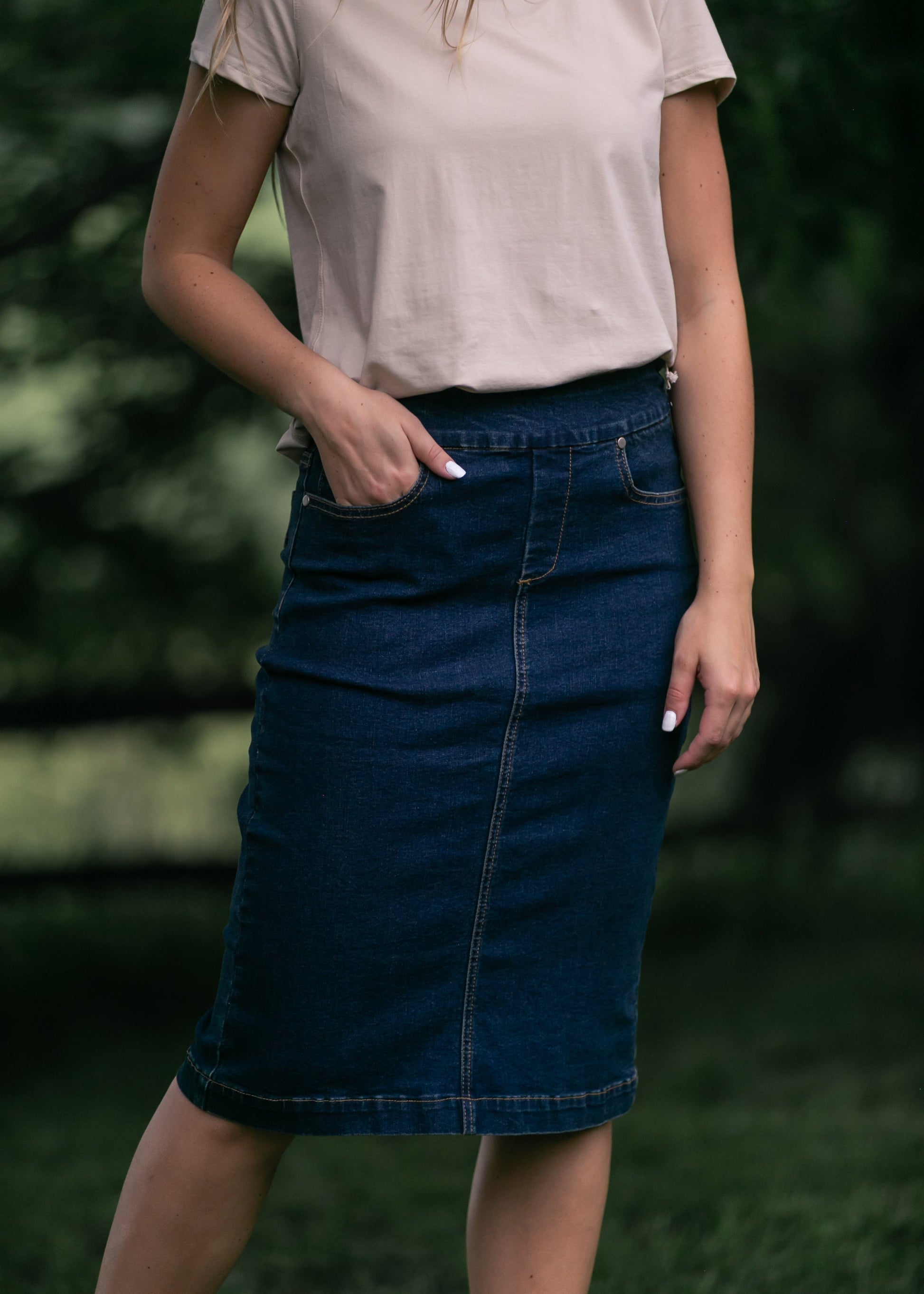 Sandra Denim Midi Skirt FF Skirts