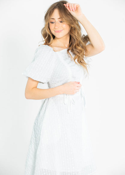 Saylor Square Neckline White Midi Dress FF Dresses