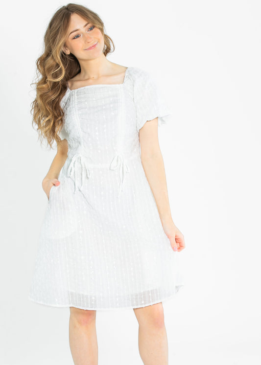 Saylor Square Neckline White Midi Dress FF Dresses XS