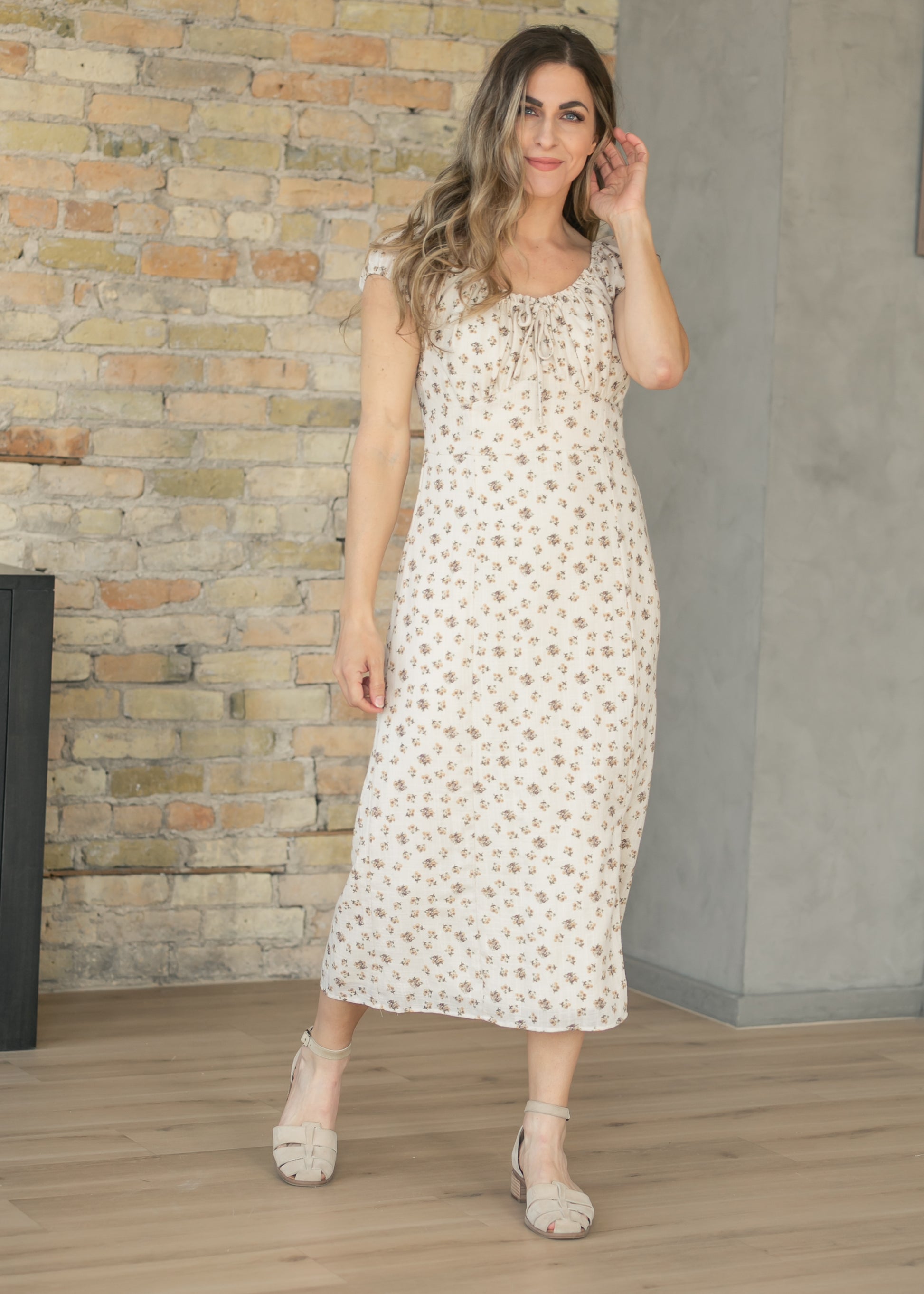 Scoop Neck Cap Sleeve Maxi Dress FF Dresses