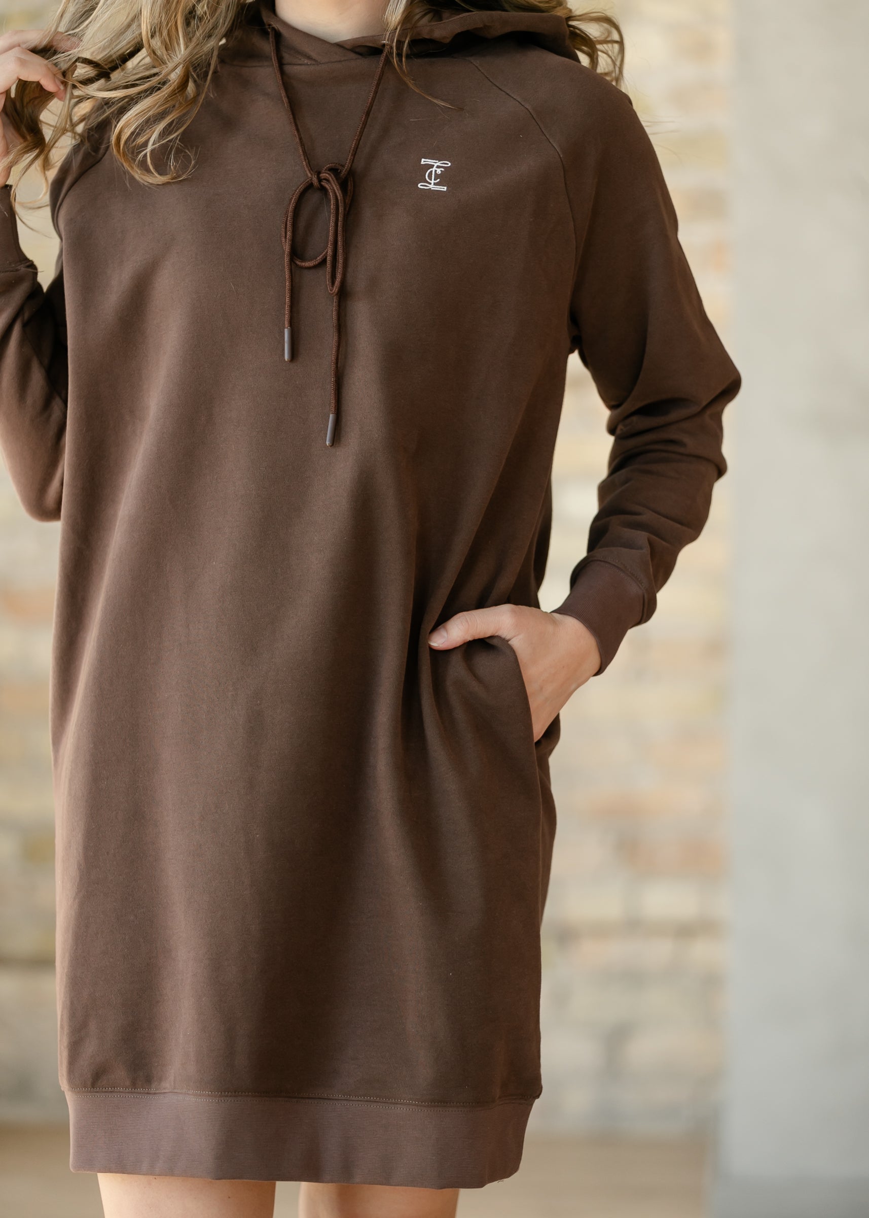 Scout Chocolate Midi Hooded Sweatshirt Dress IC Dresses