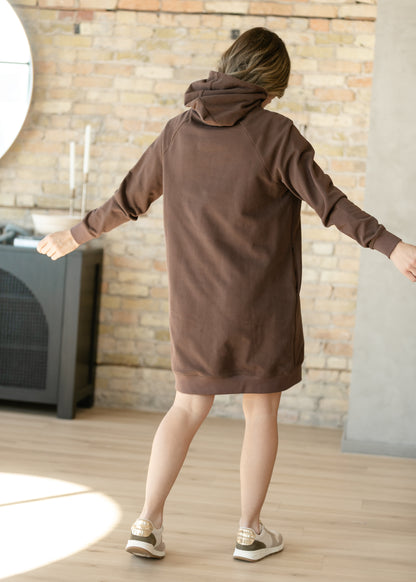Scout Chocolate Midi Hooded Sweatshirt Dress IC Dresses