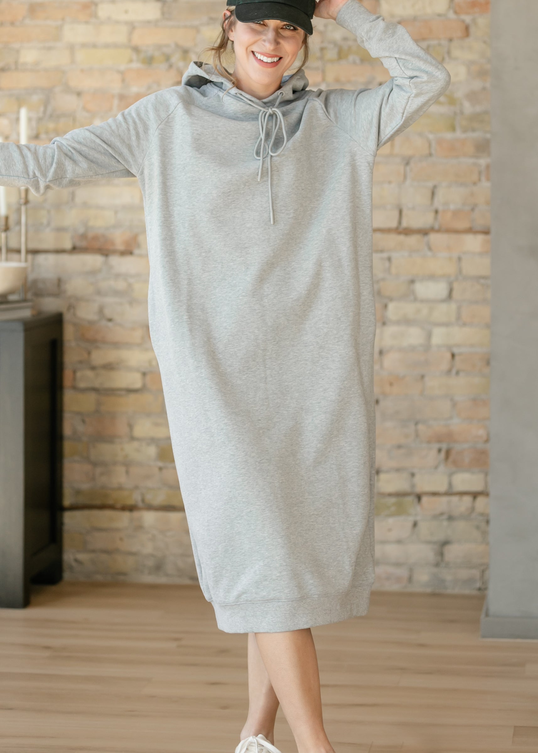 Scout Gray Long Hooded Sweatshirt Dress IC Dresses