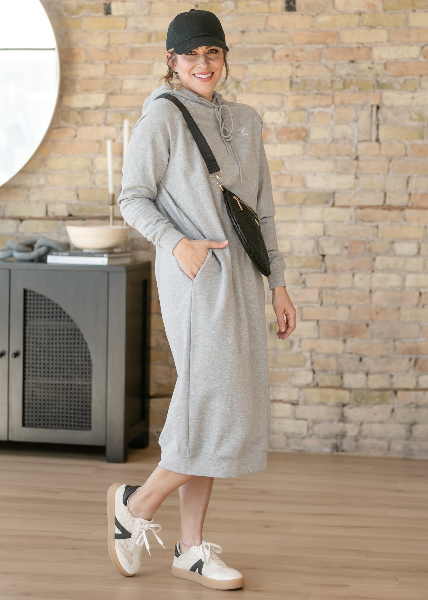 Scout Gray Long Hooded Sweatshirt Dress IC Dresses