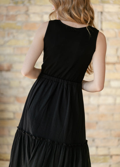 Serena Black Eyelet Sleeveless Maxi Dress IC Dresses