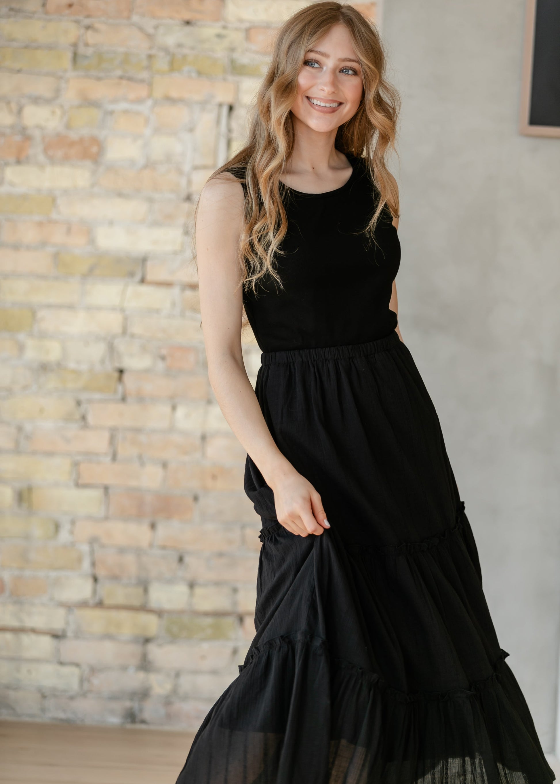 Serena Black Eyelet Sleeveless Maxi Dress IC Dresses