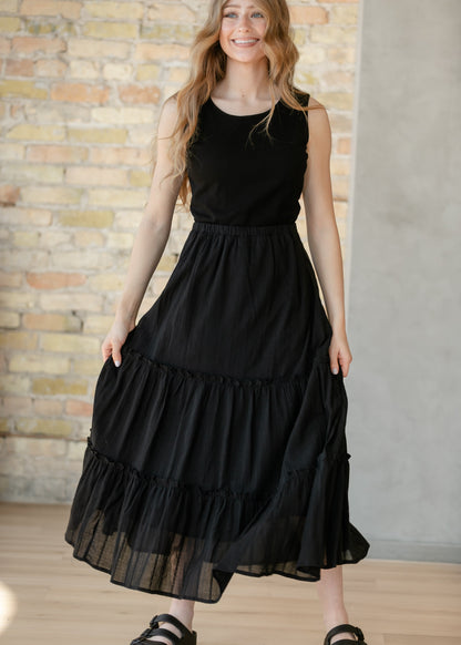 Serena Black Eyelet Sleeveless Maxi Dress IC Dresses