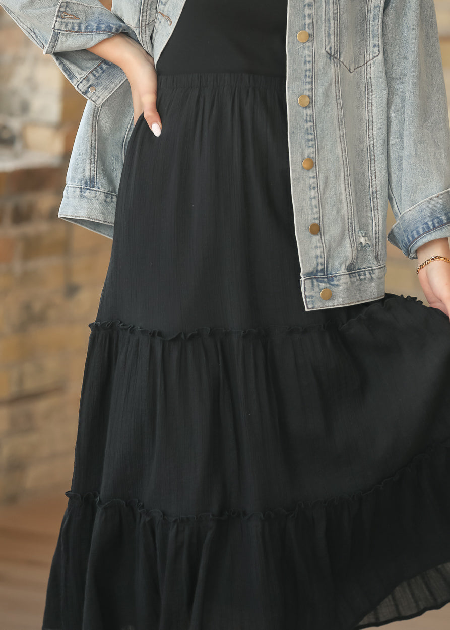 Serena Black Eyelet Sleeveless Maxi Dress IC Dresses