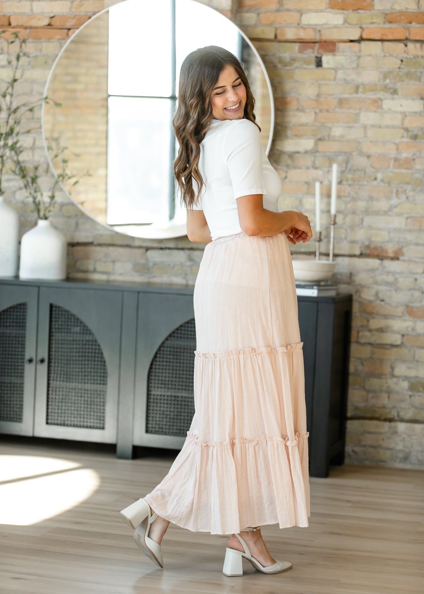 Serena Blush Pink Cotten Maxi Skirt IC Skirts