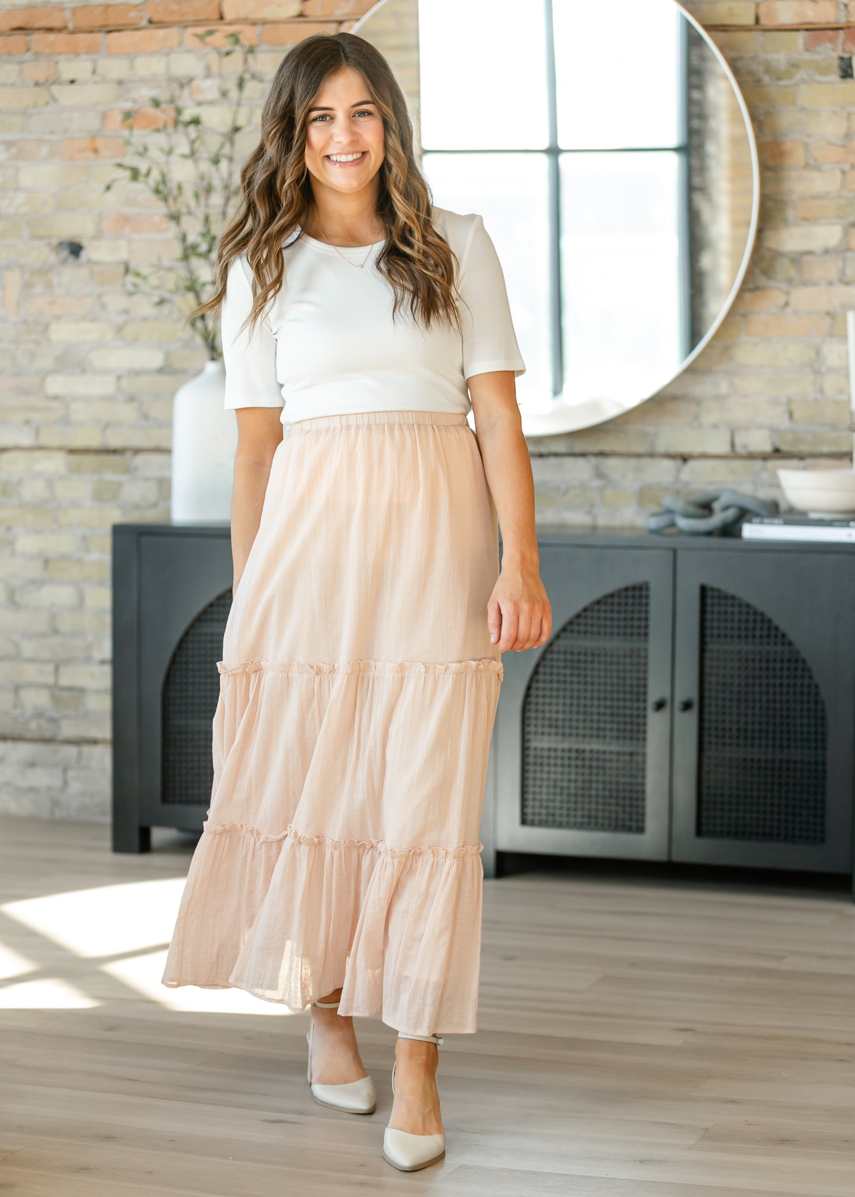 Serena Blush Pink Cotten Maxi Skirt IC Skirts
