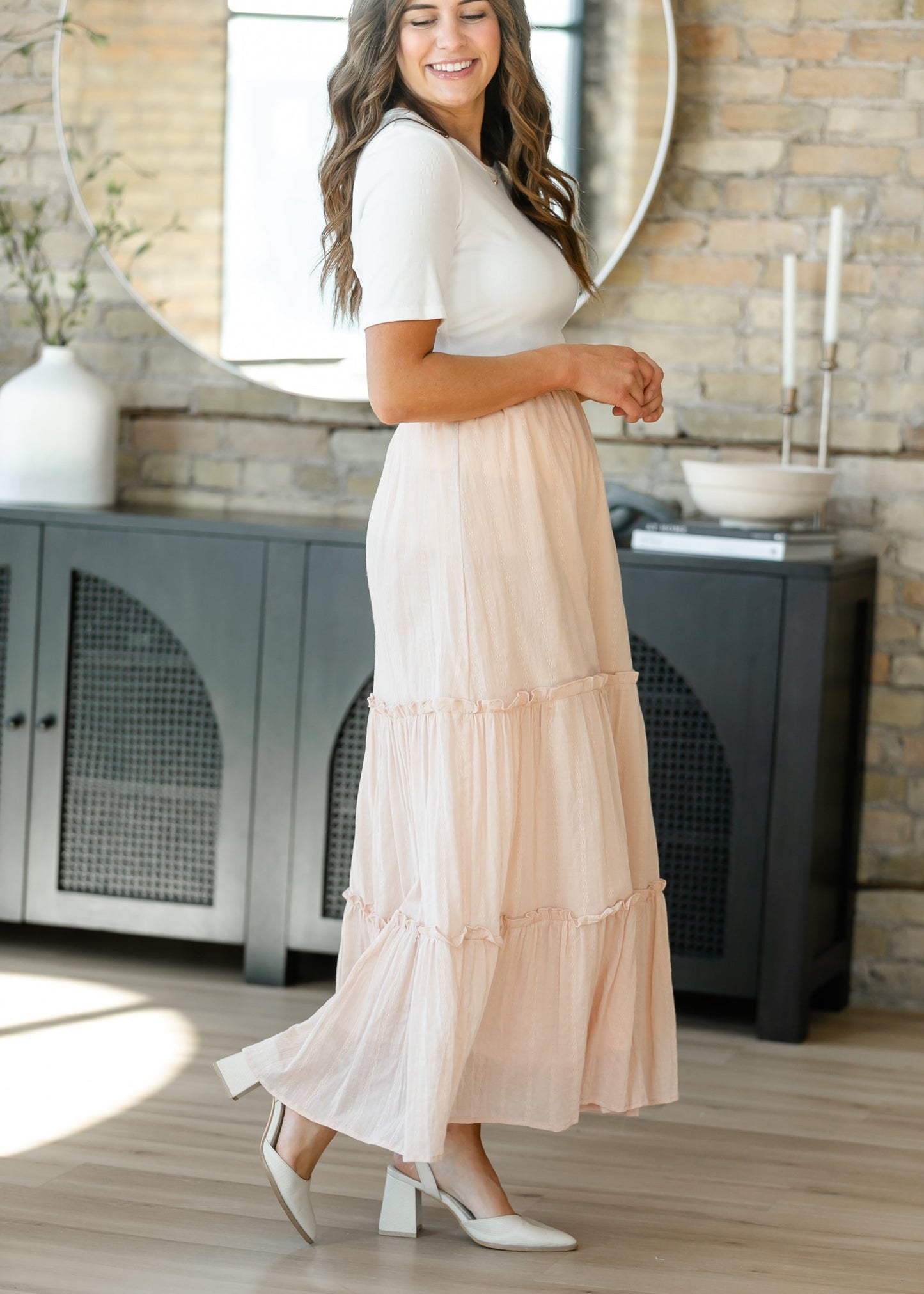Serena Blush Pink Cotten Maxi Skirt IC Skirts