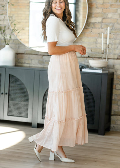 Serena Blush Pink Cotten Maxi Skirt IC Skirts