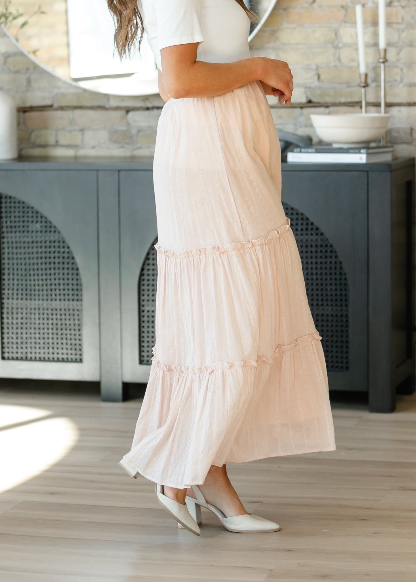 Serena Blush Pink Cotten Maxi Skirt IC Skirts