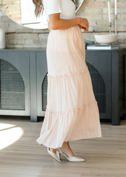 Serena Blush Pink Cotten Maxi Skirt IC Skirts