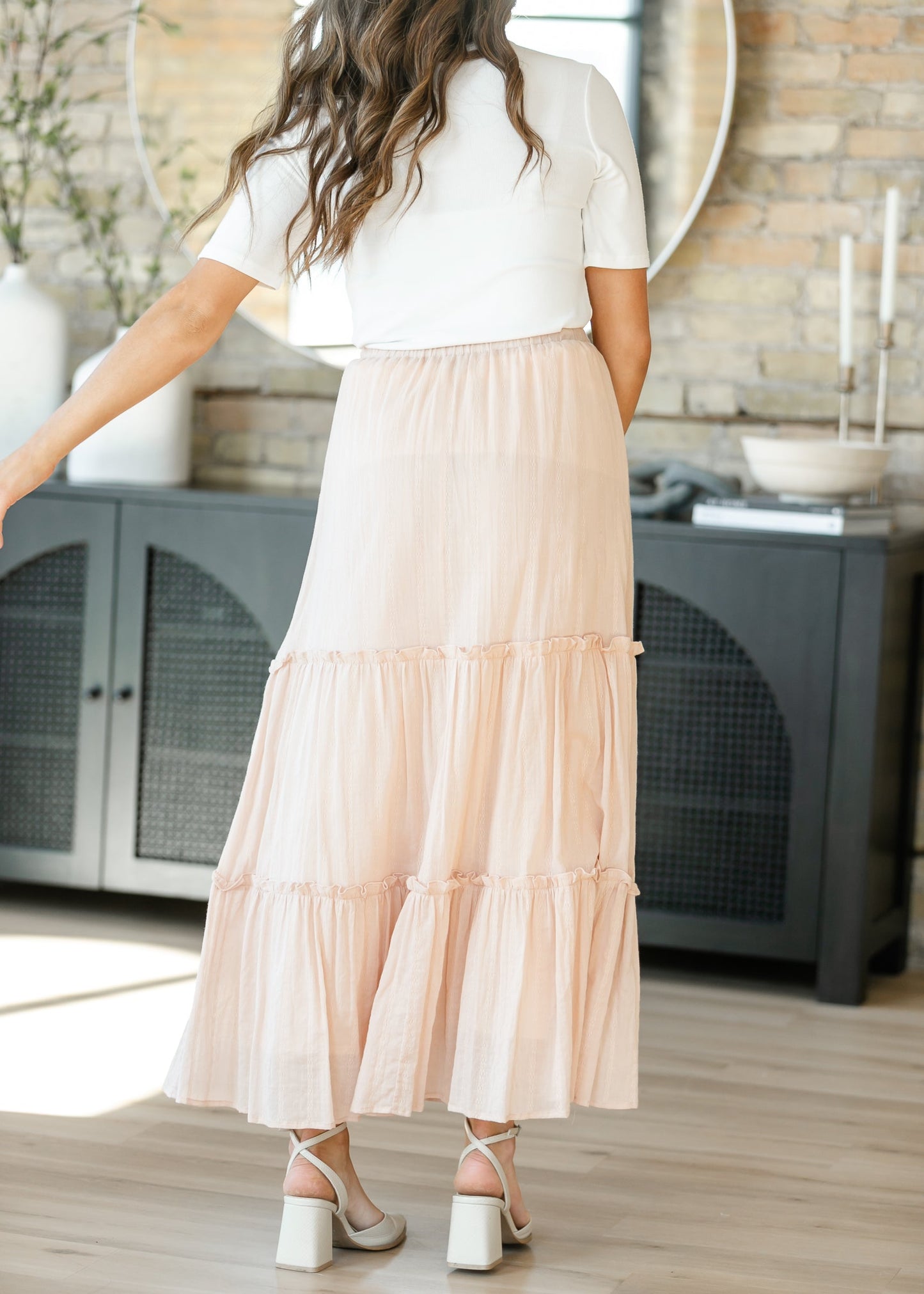 Serena Blush Pink Cotten Maxi Skirt IC Skirts