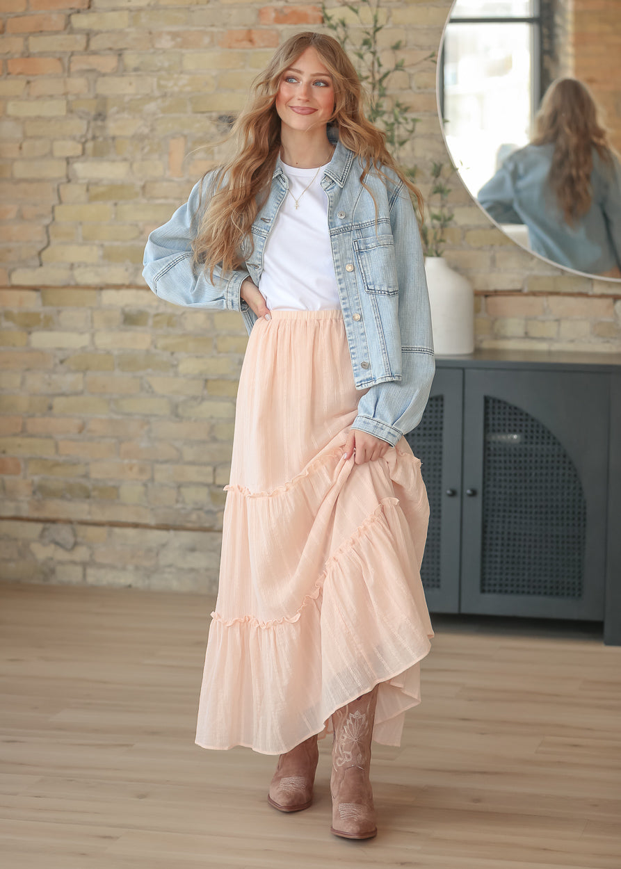 Serena Blush Pink Cotton Maxi Skirt IC Skirts
