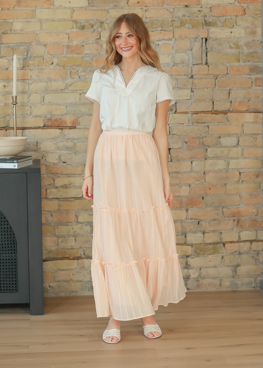 Serena Blush Pink Cotton Maxi Skirt IC Skirts