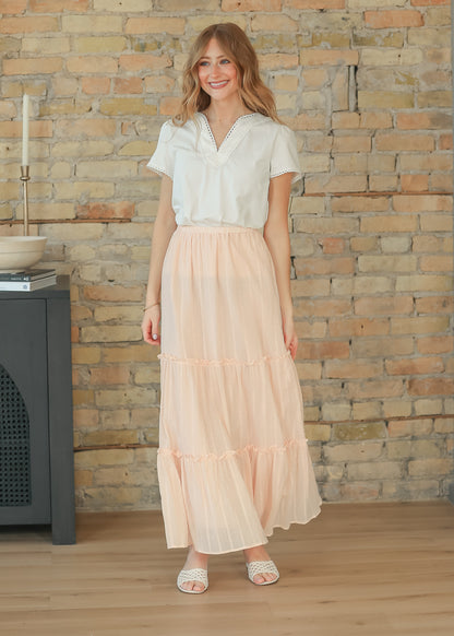 Serena Blush Pink Cotton Maxi Skirt IC Skirts