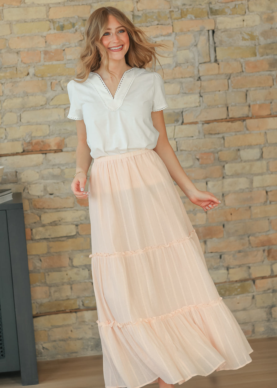 Serena Blush Pink Cotton Maxi Skirt IC Skirts