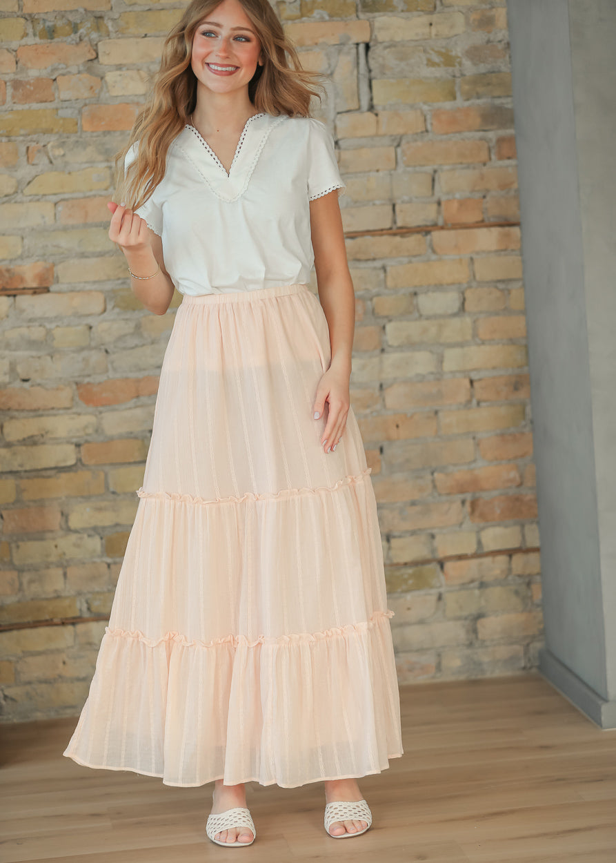 Serena Blush Pink Cotton Maxi Skirt IC Skirts