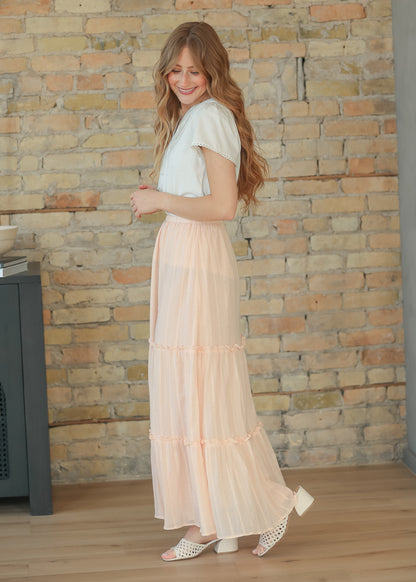 Serena Blush Pink Cotton Maxi Skirt IC Skirts