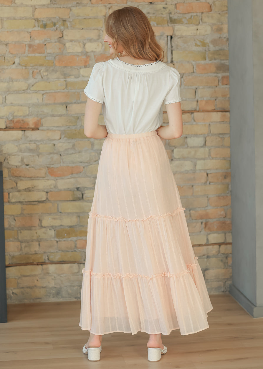 Serena Blush Pink Cotton Maxi Skirt IC Skirts