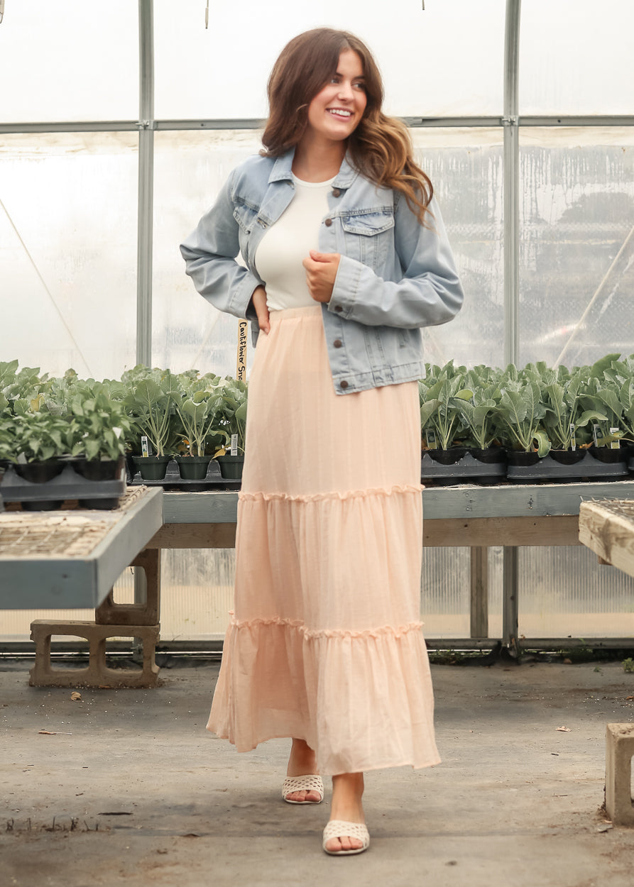 Serena Blush Pink Cotton Maxi Skirt IC Skirts
