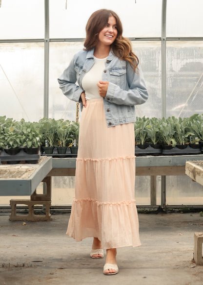 Serena Blush Pink Cotton Maxi Skirt IC Skirts