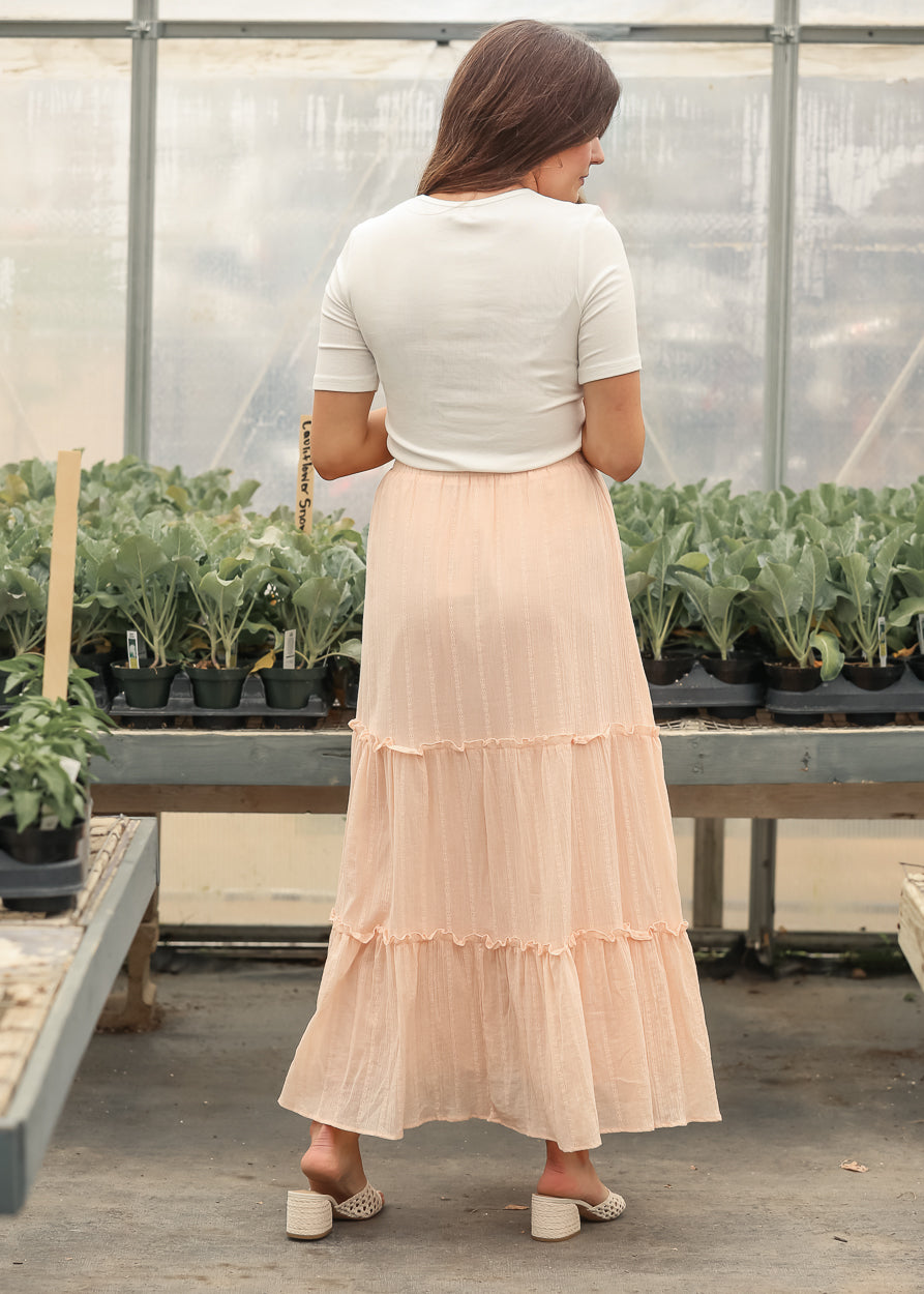 Serena Blush Pink Cotton Maxi Skirt IC Skirts