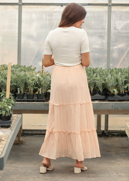 Serena Blush Pink Cotton Maxi Skirt IC Skirts