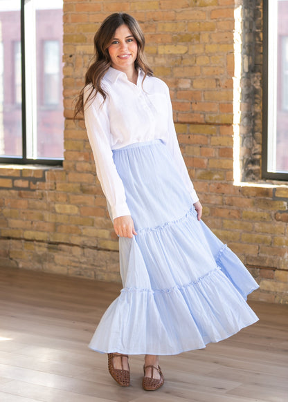 Serena Light Blue Cotton Maxi Skirt IC Skirts