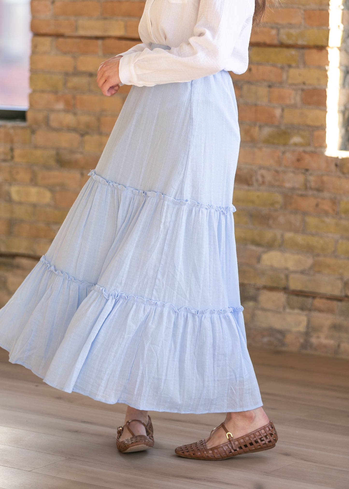 Serena Light Blue Cotton Maxi Skirt IC Skirts