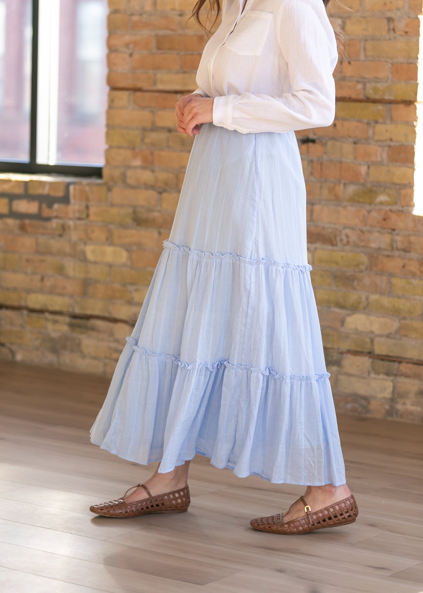 Serena Light Blue Cotton Maxi Skirt IC Skirts