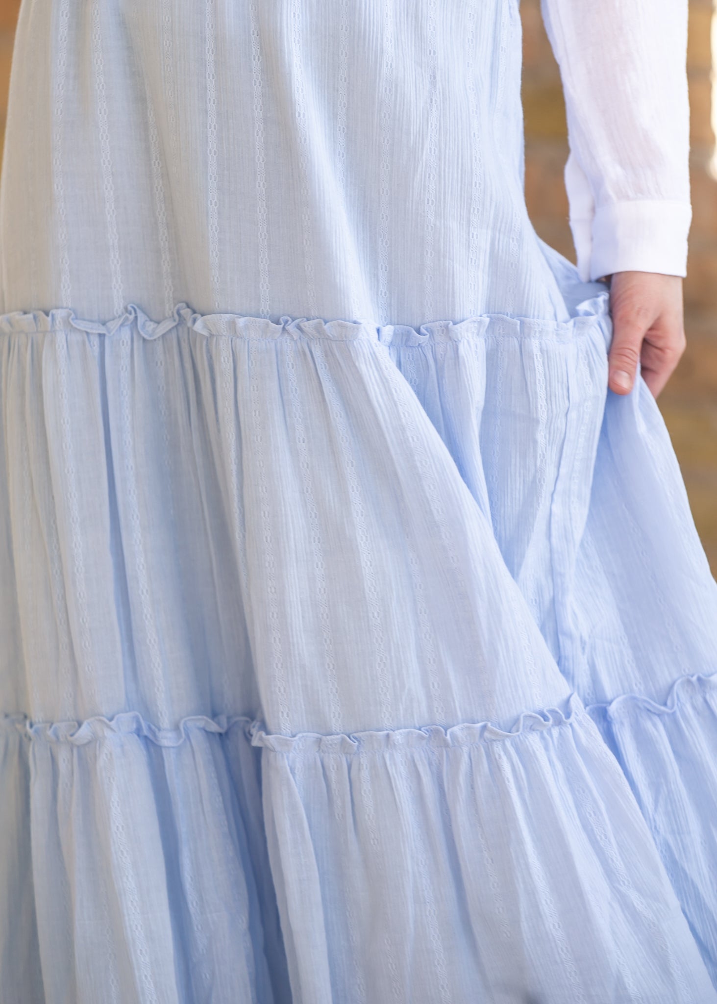 Serena Light Blue Cotton Maxi Skirt IC Skirts