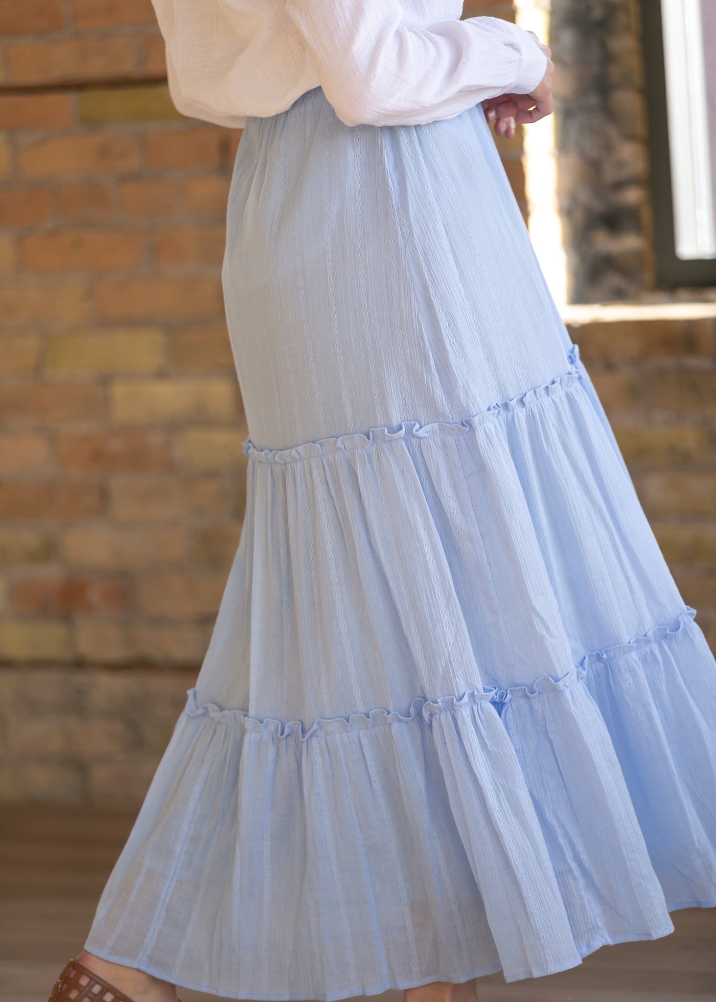 Serena Light Blue Cotton Maxi Skirt IC Skirts