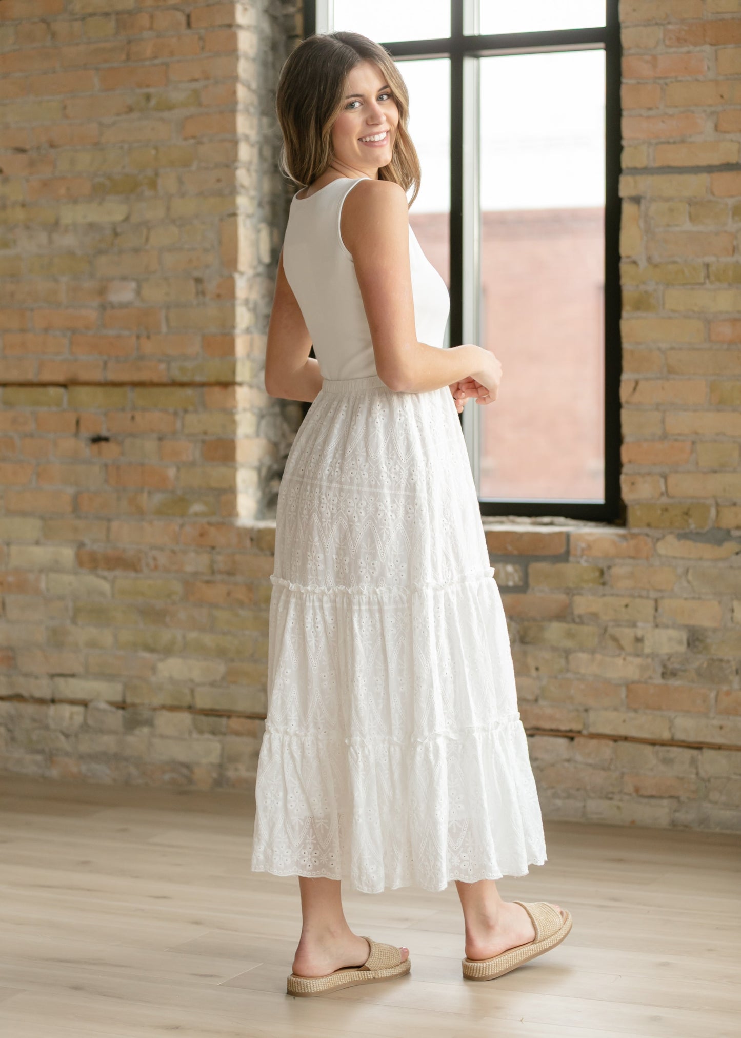 Serena White Eyelet Sleeveless Maxi Dress IC Dresses