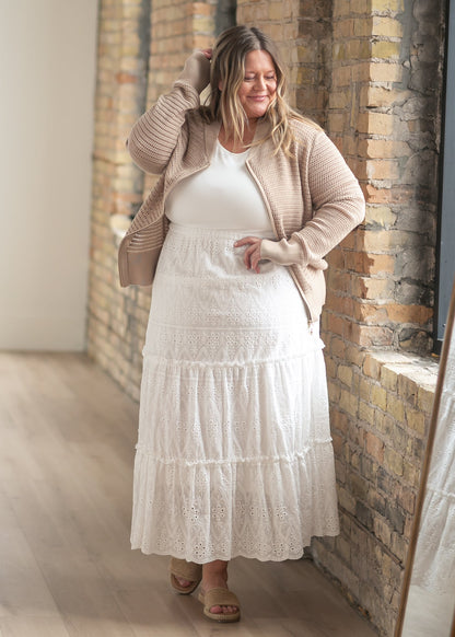 Serena White Eyelet Sleeveless Maxi Dress IC Dresses