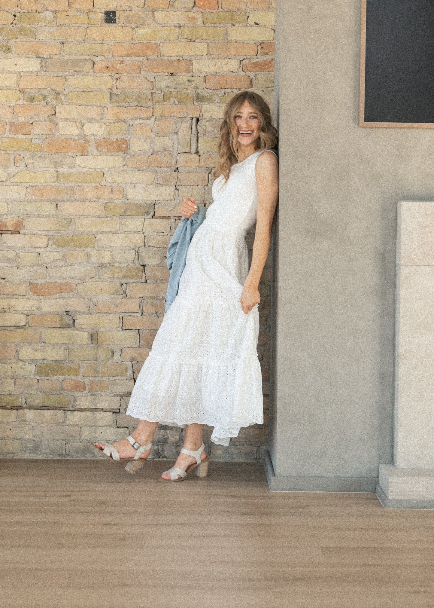 Serena White Eyelet Sleeveless Maxi Dress IC Dresses