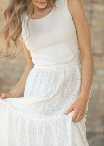 Serena White Eyelet Sleeveless Maxi Dress IC Dresses