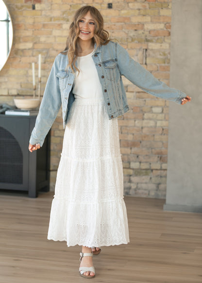 Serena White Eyelet Sleeveless Maxi Dress IC Dresses