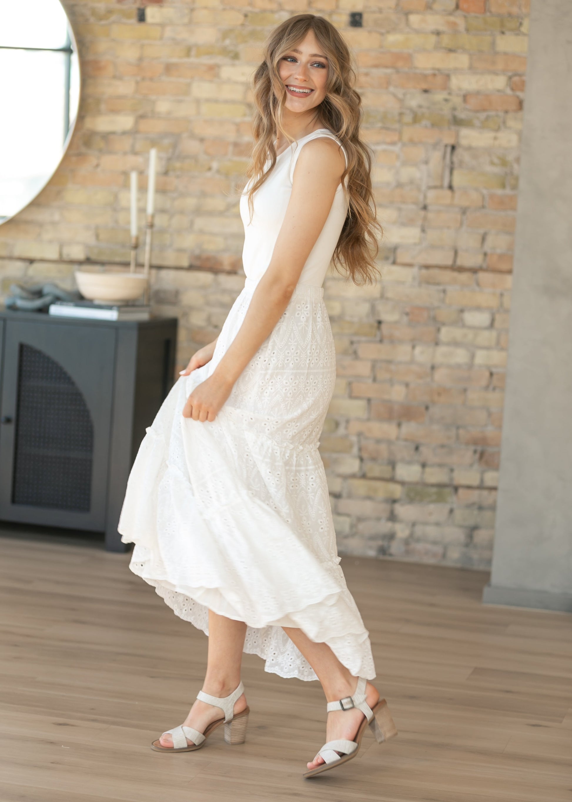 Serena White Eyelet Sleeveless Maxi Dress IC Dresses