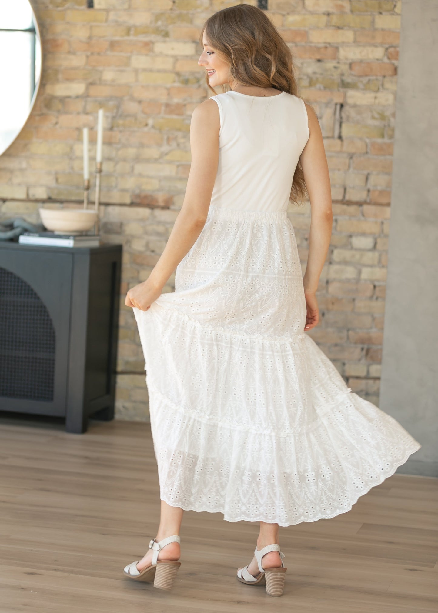 Serena White Eyelet Sleeveless Maxi Dress IC Dresses