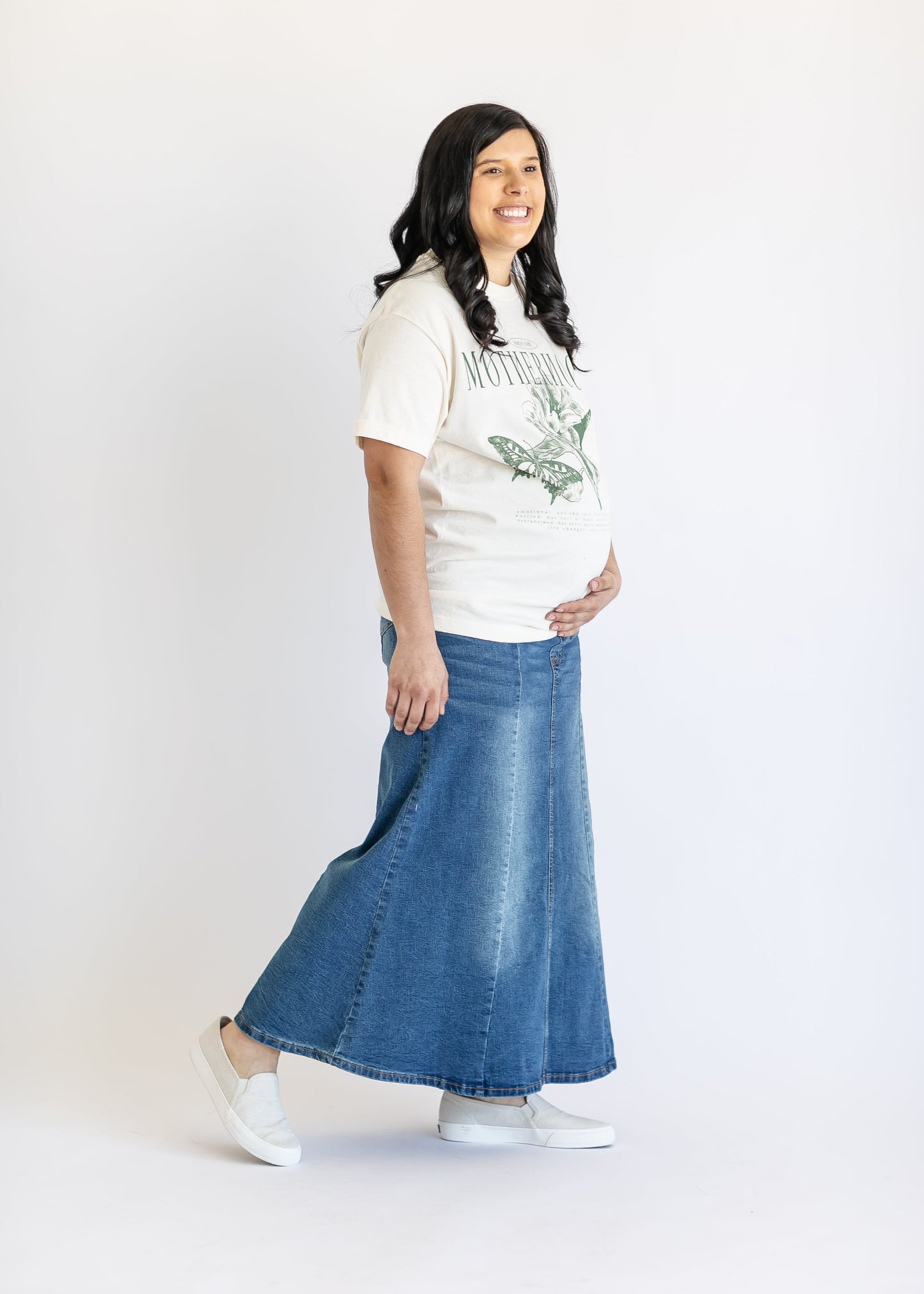 Shayla Maternity Denim Maxi Skirt IC Skirts
