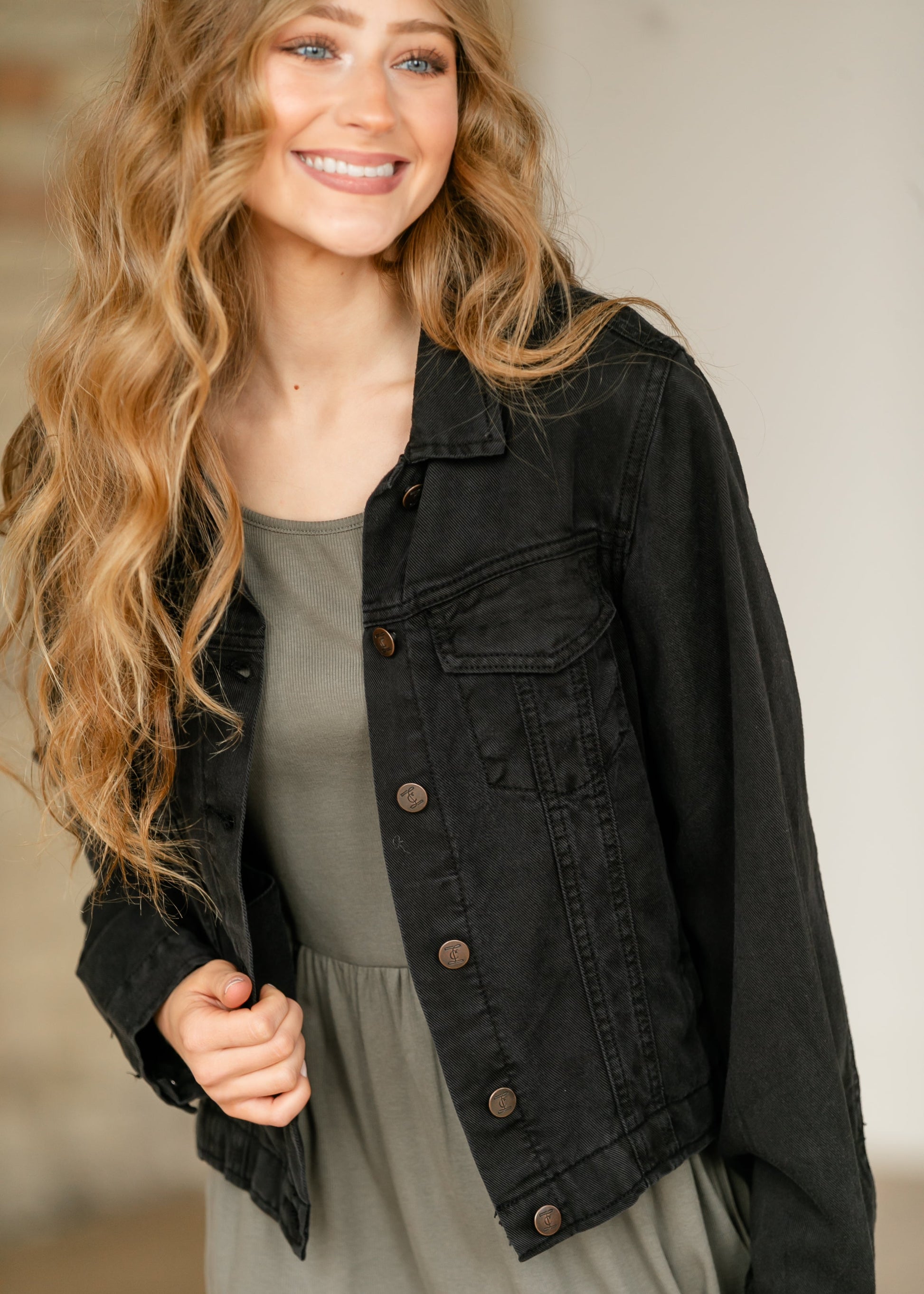 Shea Black Lightweight Denim Jacket IC Tops