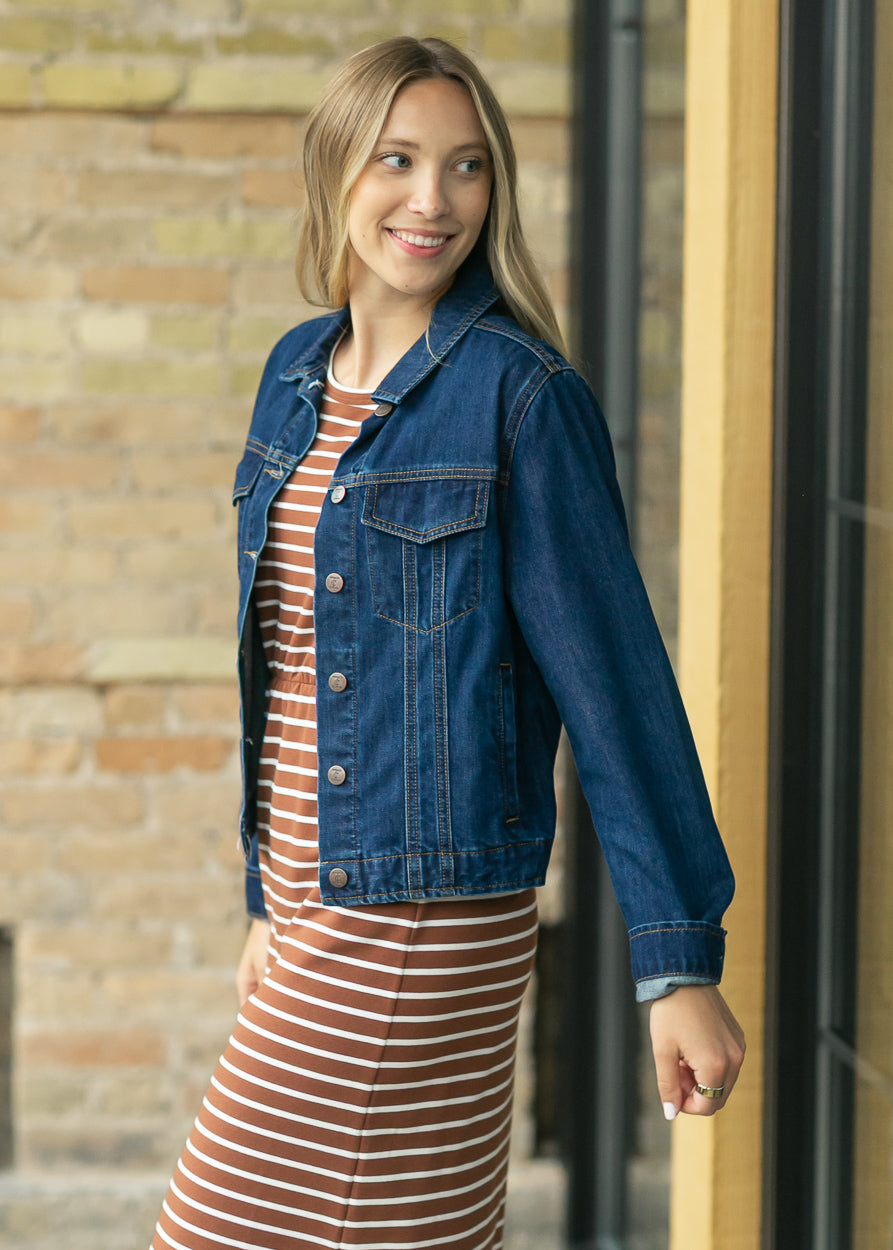 Shea Dark Wash Lightweight Denim Jacket IC Layering Essentials