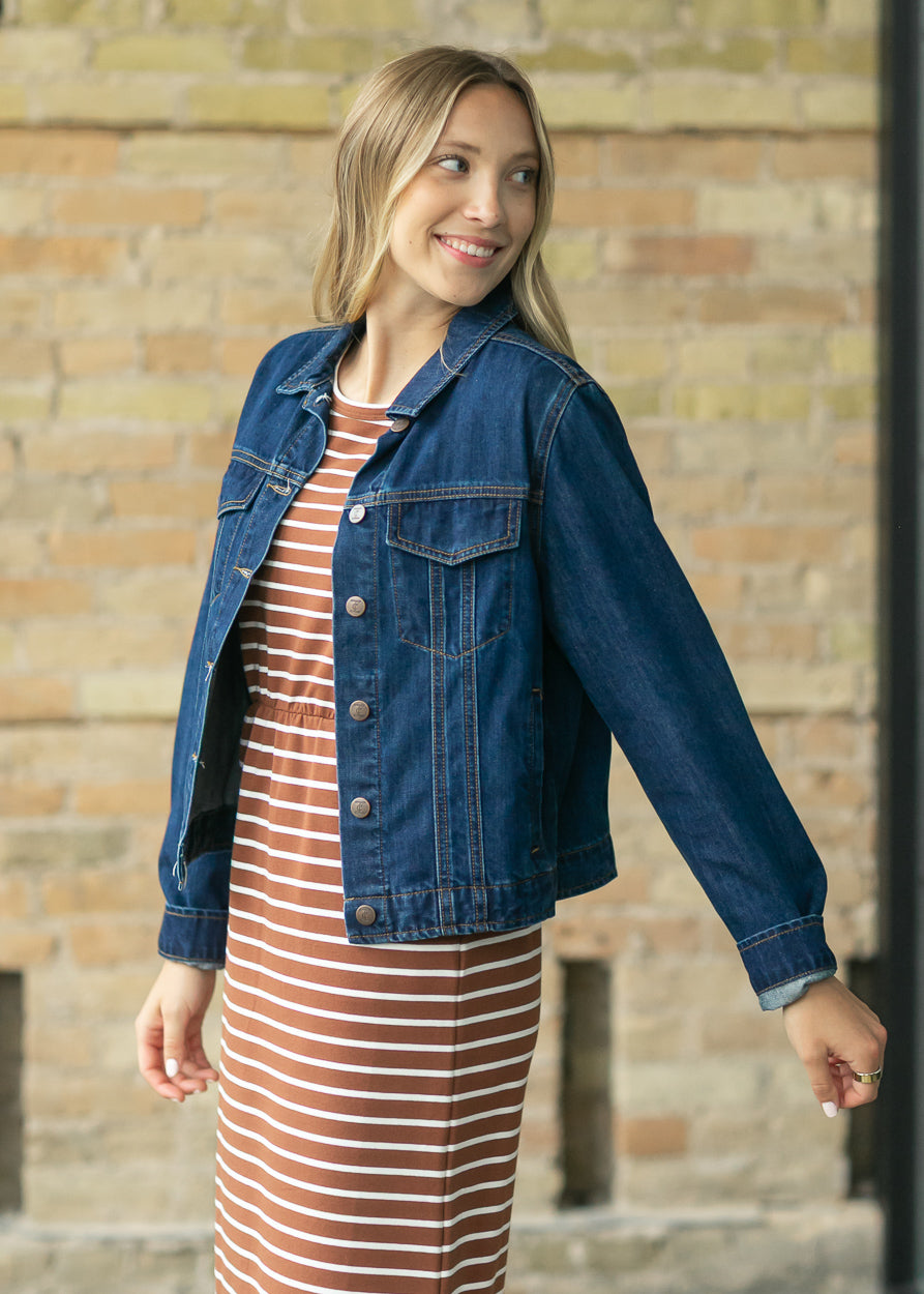 Shea Dark Wash Lightweight Denim Jacket IC Layering Essentials